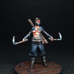 Anko-Kaori Une figurine de Okko Chronicles, Anko-Kaori de face, femme ninja équipé de ses Kusarigama.