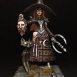 Une figurine de Brutality, Ophelia the conjurer vue de face et de son chat décomposé.
